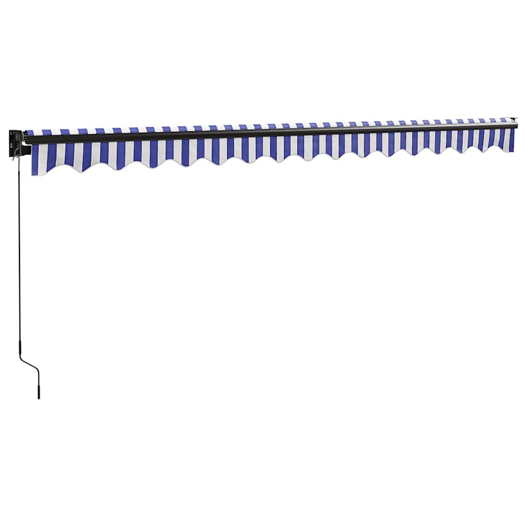 Tenda Sole Retrattile Blu e Bianca 4,5x3 m Tessuto e Alluminio