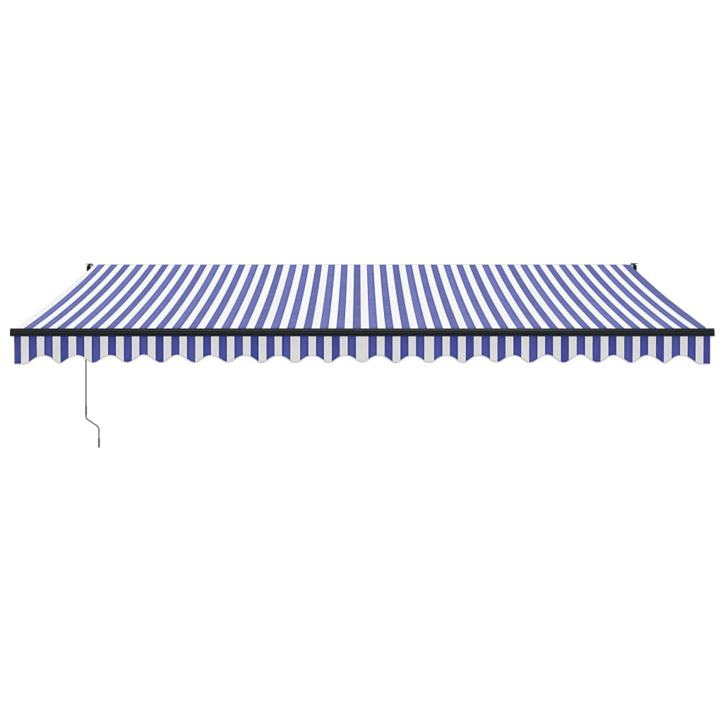 Tenda da Sole Retrattile Blu e Bianca 5x3 m Tessuto e Alluminio