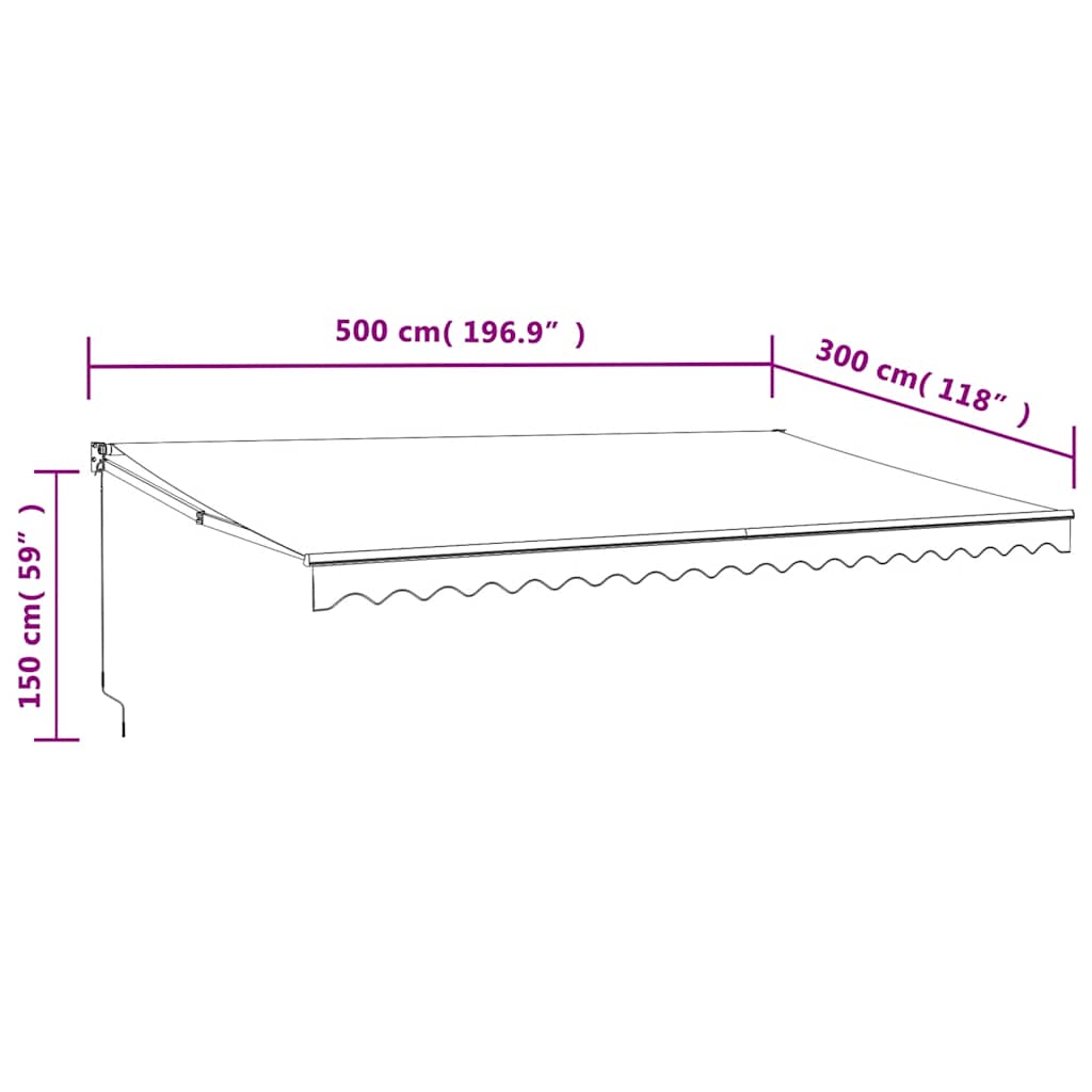 Tenda da Sole Retrattile Antracite 5x3 m in Tessuto e Alluminio