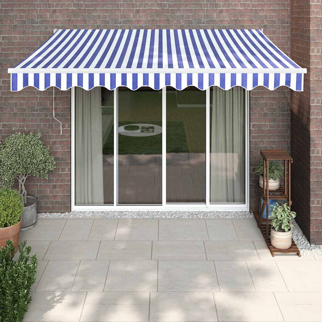 Tenda retrattile Blu e Bianco con Struttura Bianca 3 x 2,5 m