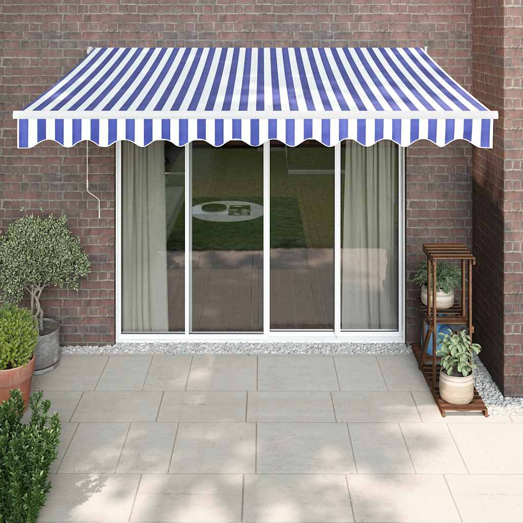 Tenda retrattile Blu e Bianco con Struttura Bianca 3,5 x 2,5 m