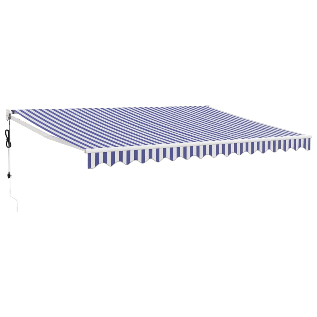Tenda retrattile Blu e Bianco con Struttura Bianca 4 × 3 m