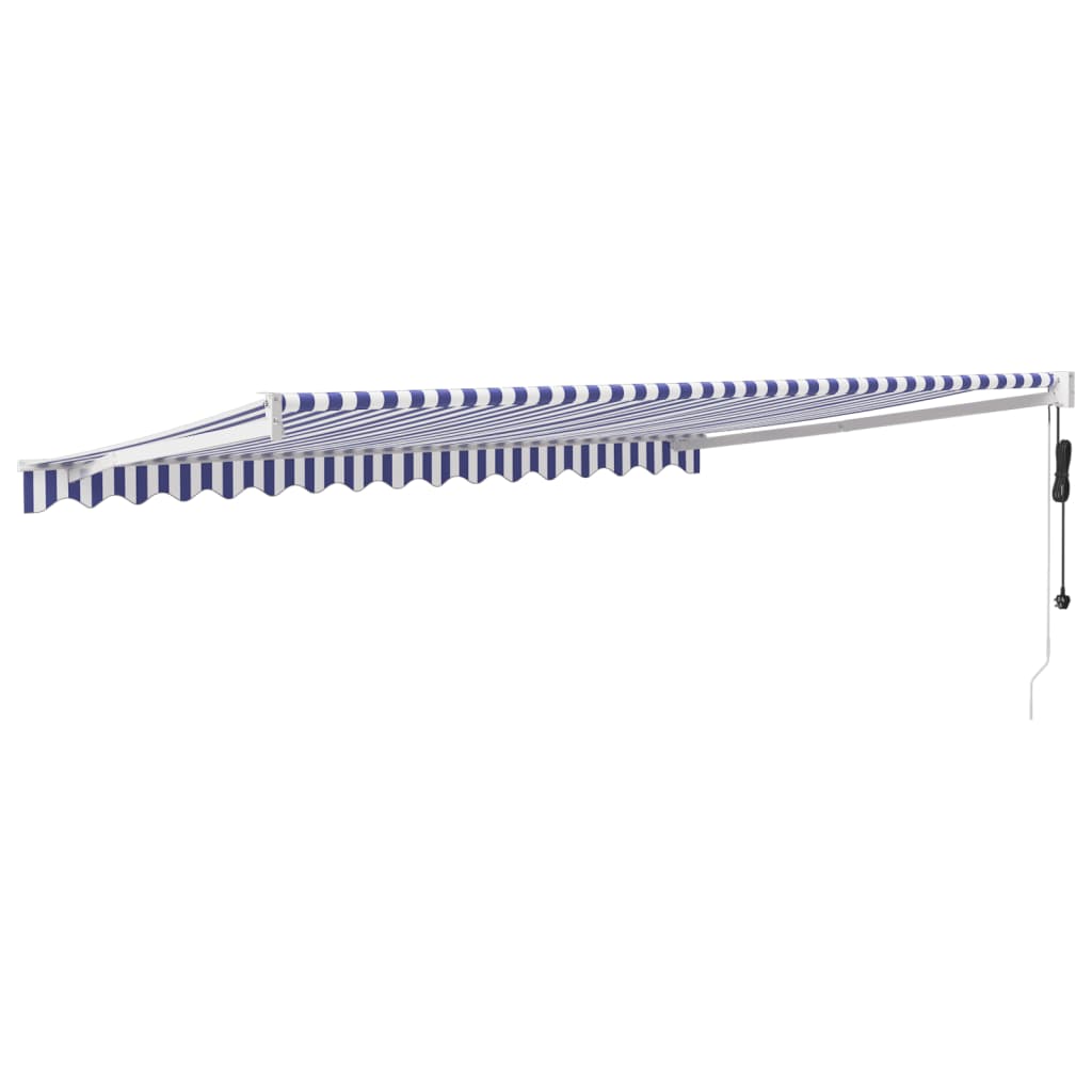Tenda retrattile Blu e Bianco con Struttura Bianca 4 × 3 m