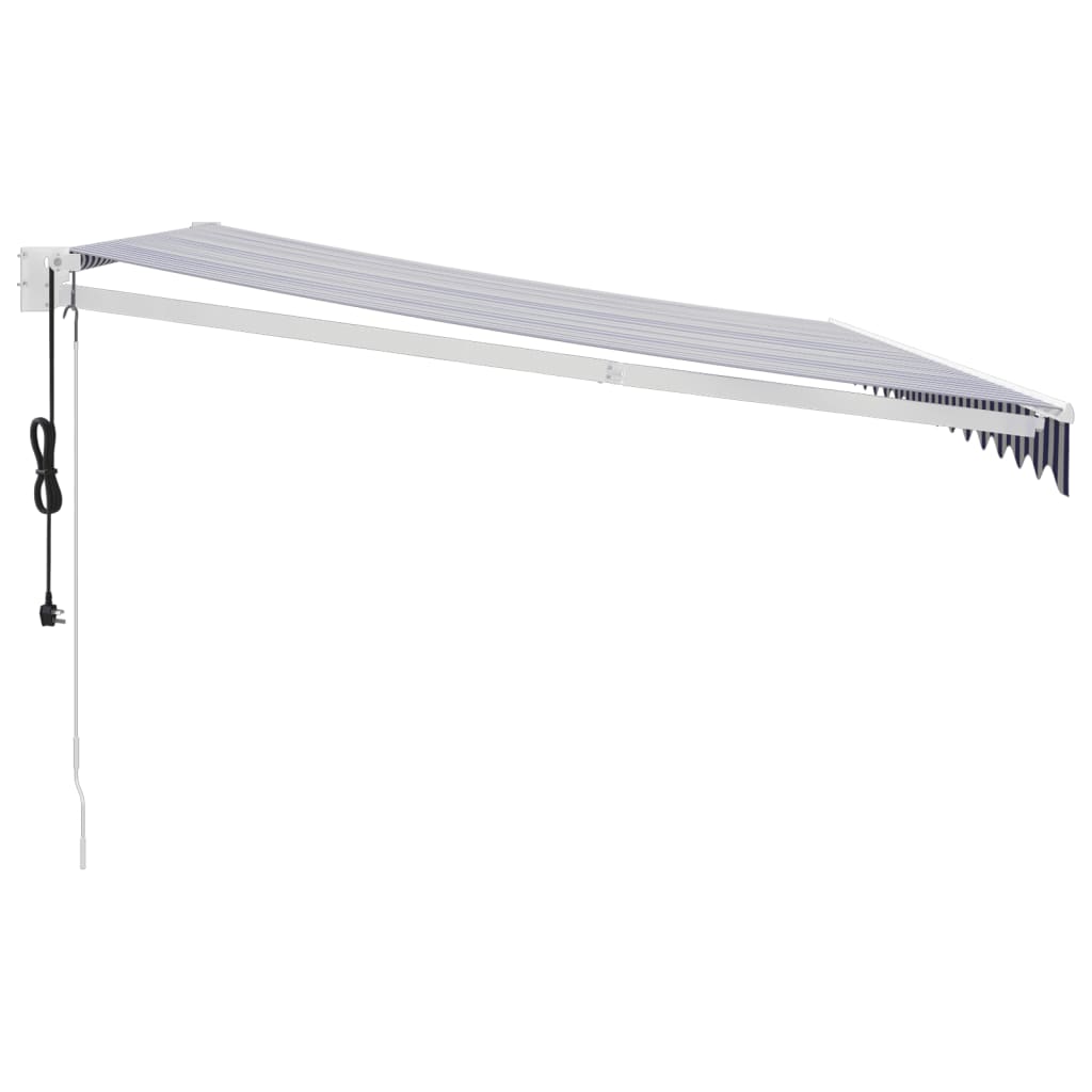Tenda retrattile Blu e Bianco con Struttura Bianca 4 × 3 m