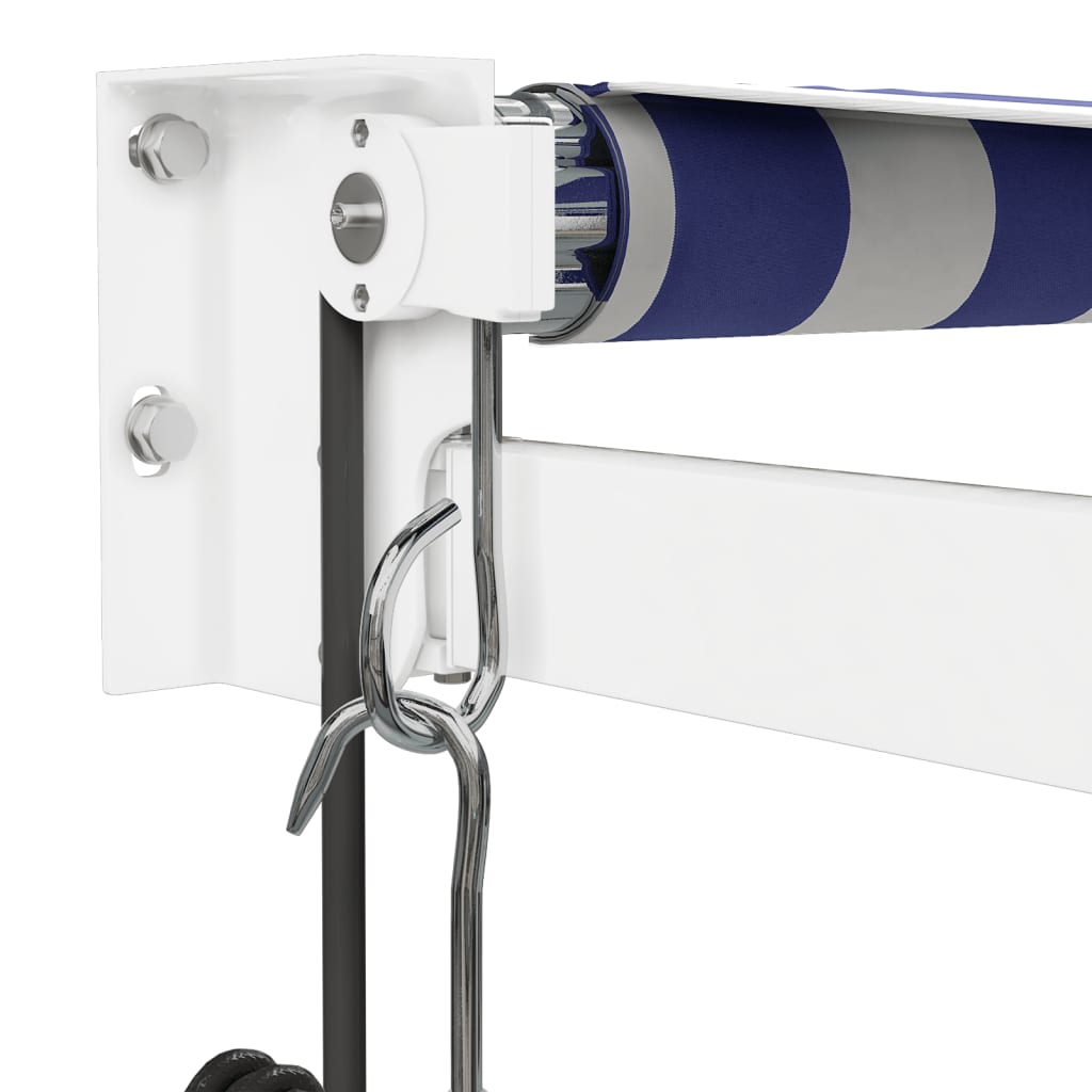 Tenda retrattile Blu e Bianco con Struttura Bianca 4 × 3 m