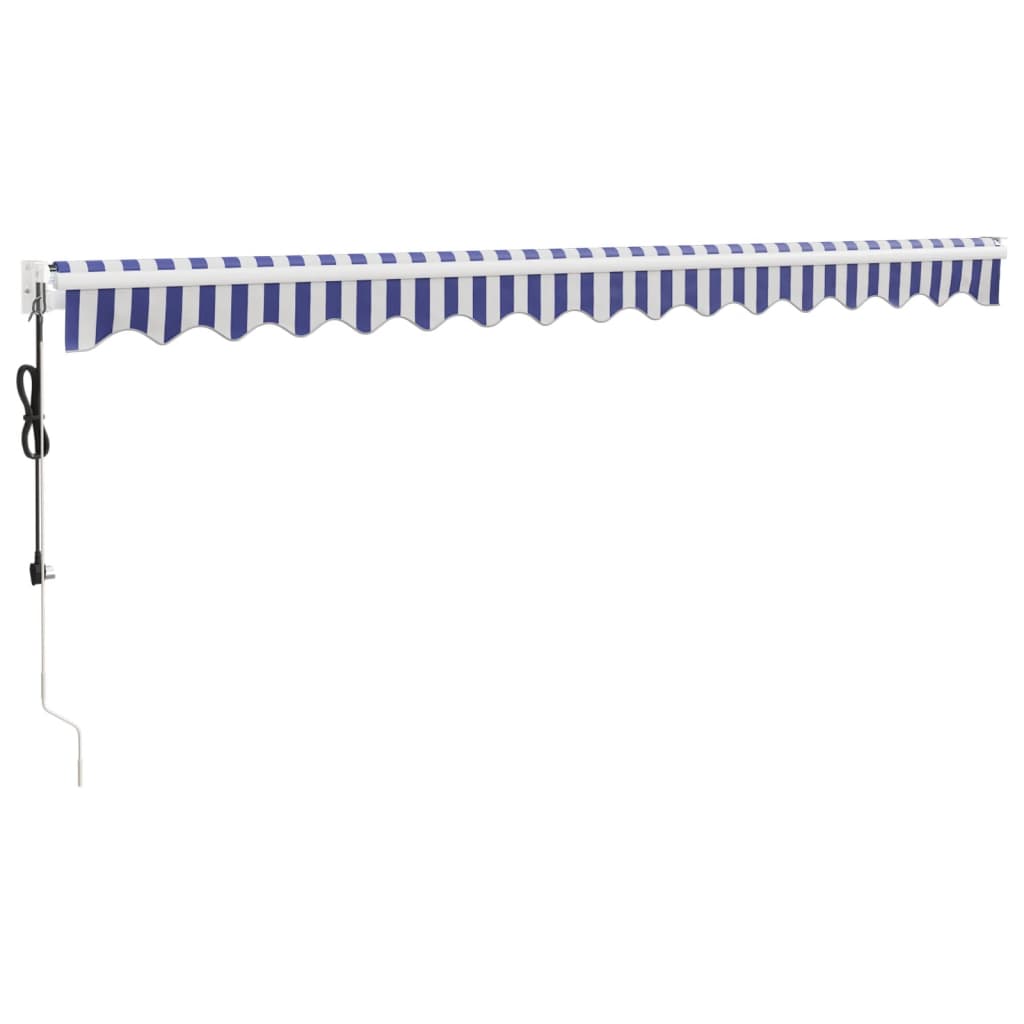 Tenda retrattile Blu e Bianco con Struttura Bianca 4,5 × 3 m