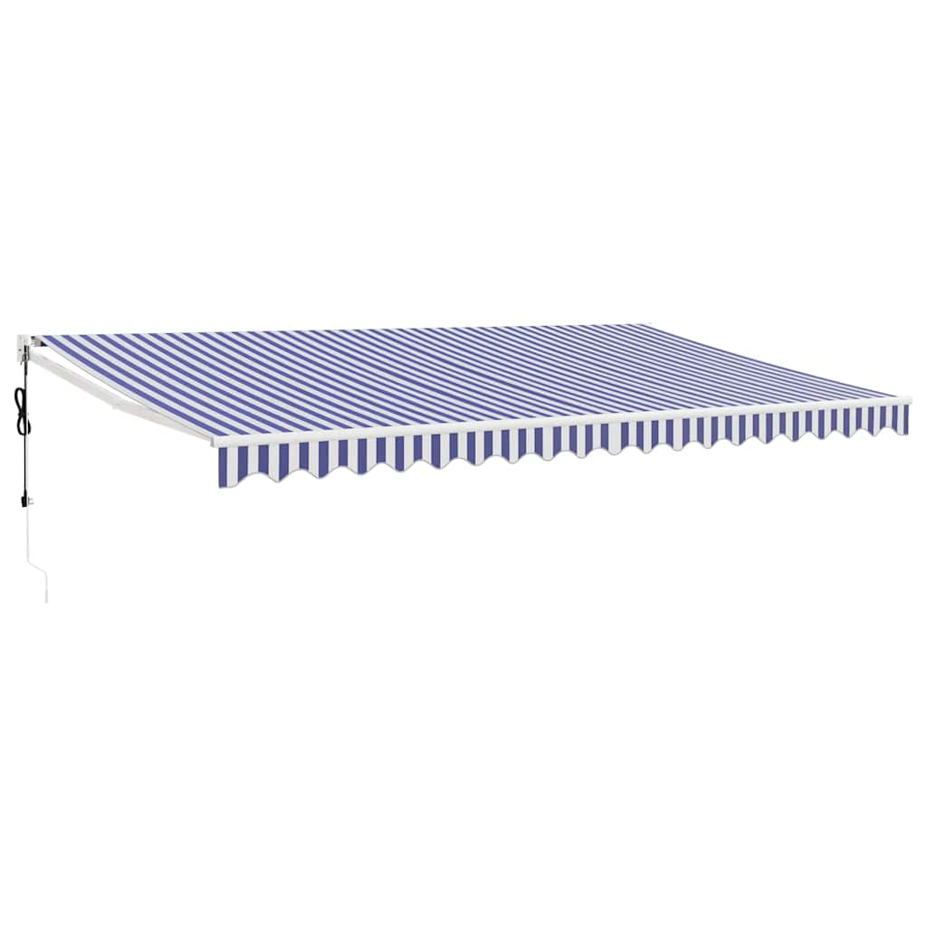 Tenda Sole Automatica Retrattile Blu e Bianca 5x3 m