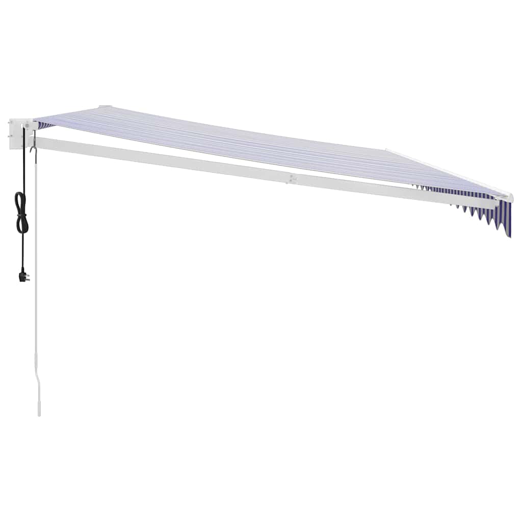 Tenda Sole Automatica Retrattile Blu e Bianca 5x3 m