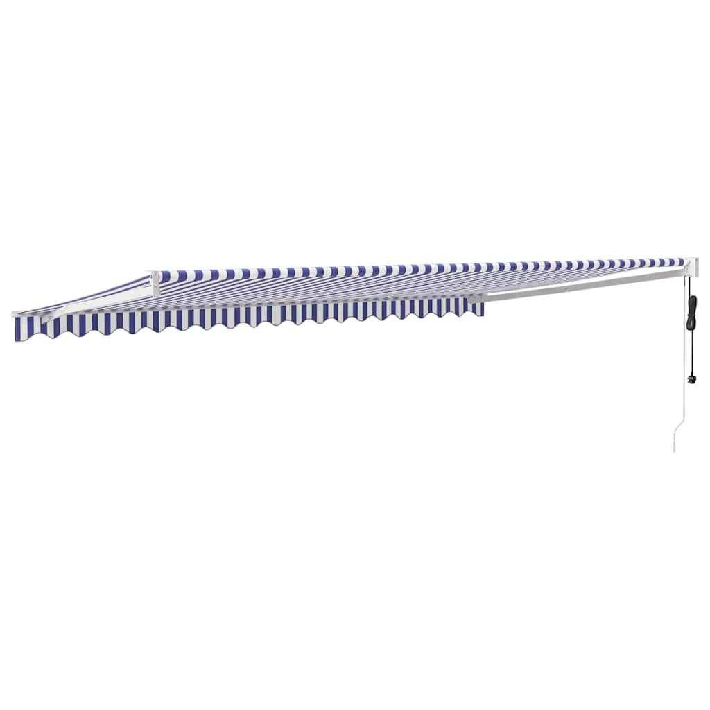 Tenda Sole Automatica Retrattile Blu e Bianca 5x3 m