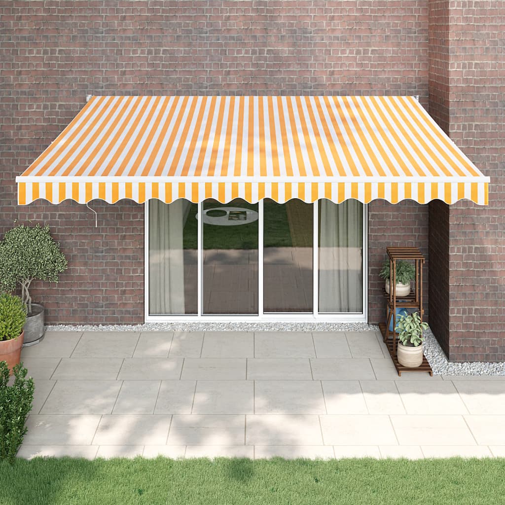 Tenda retrattile Giallo con Cornice Bianca 4,5 × 3 m