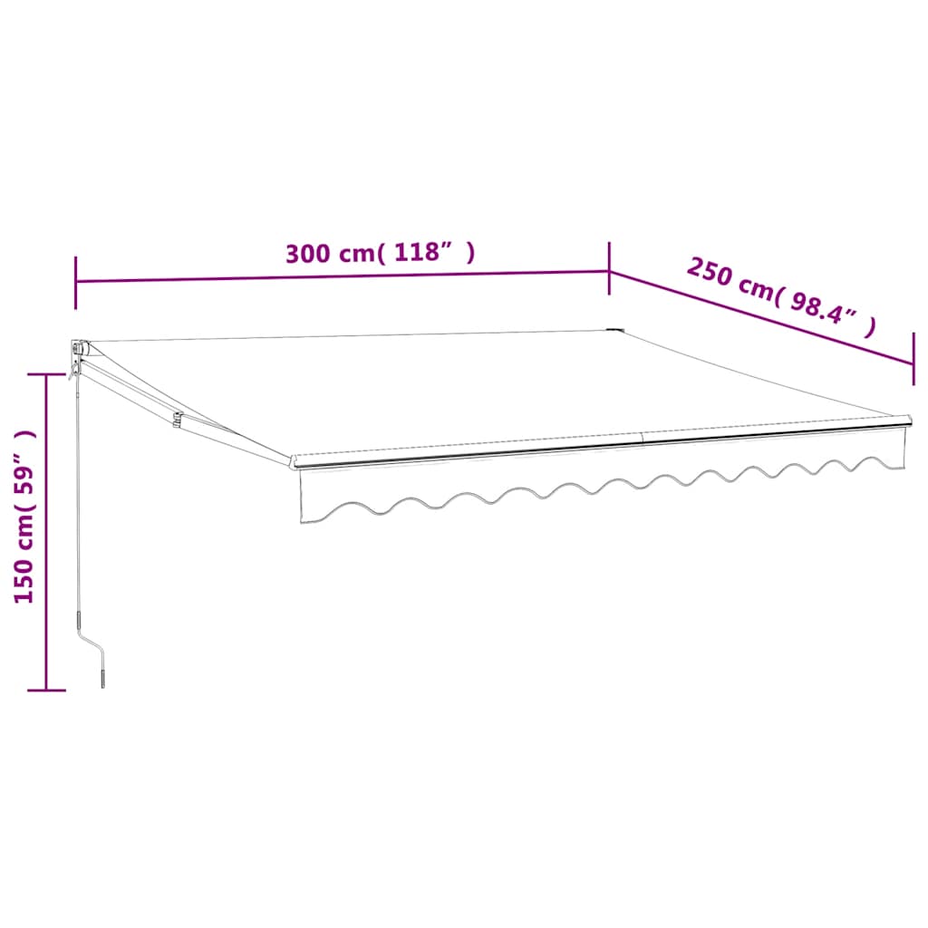Tenda retrattile Antracite con Struttura Bianca 3 x 2,5 m