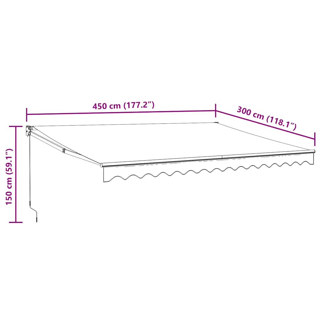 Tenda retrattile Antracite con Struttura Bianca 4,5 × 3 m