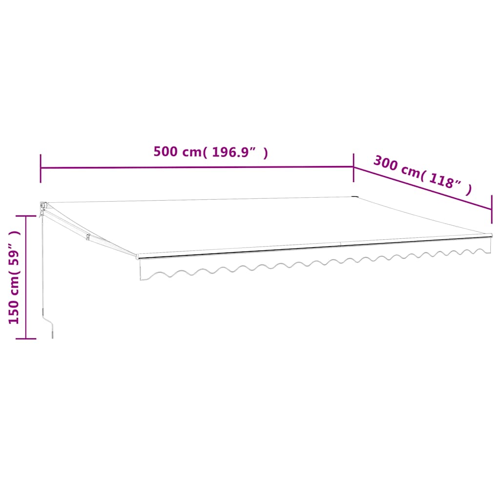 Tenda retrattile Antracite con Struttura Bianca 5 x 3 m