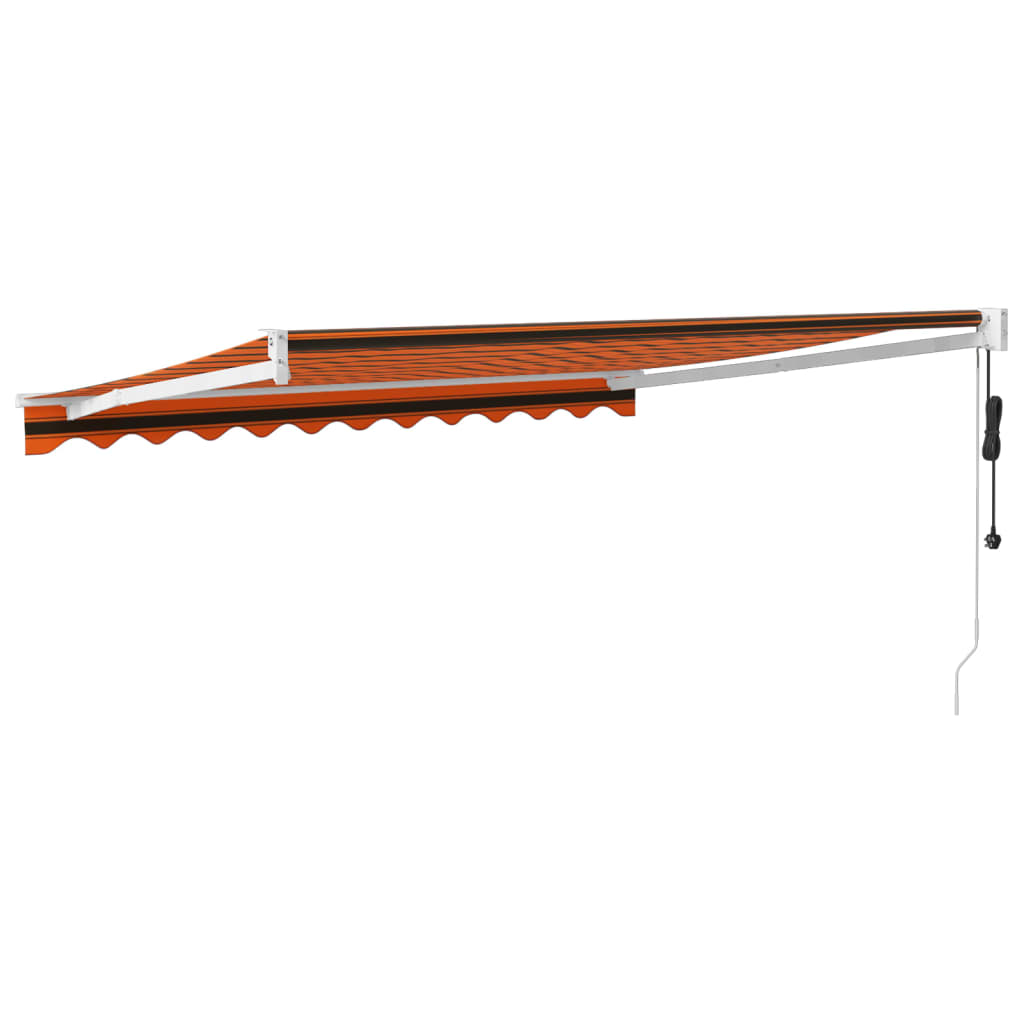 Tenda retrattile Arancione e Marrone con Struttura Bianca