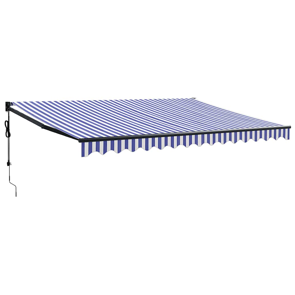 Tenda retrattile Blu e Bianco con Struttura Antracite 4 × 3 m