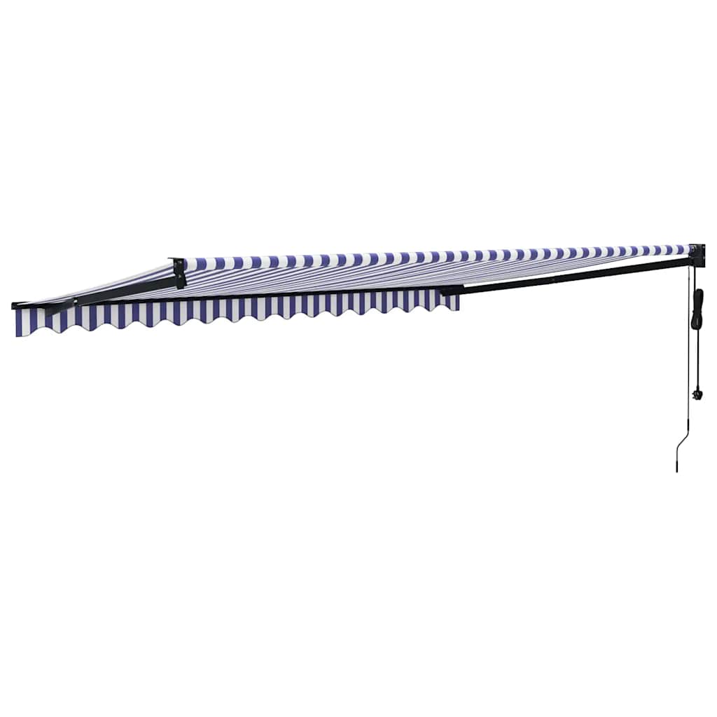 Tenda retrattile Blu e Bianco con Struttura Antracite 4 × 3 m