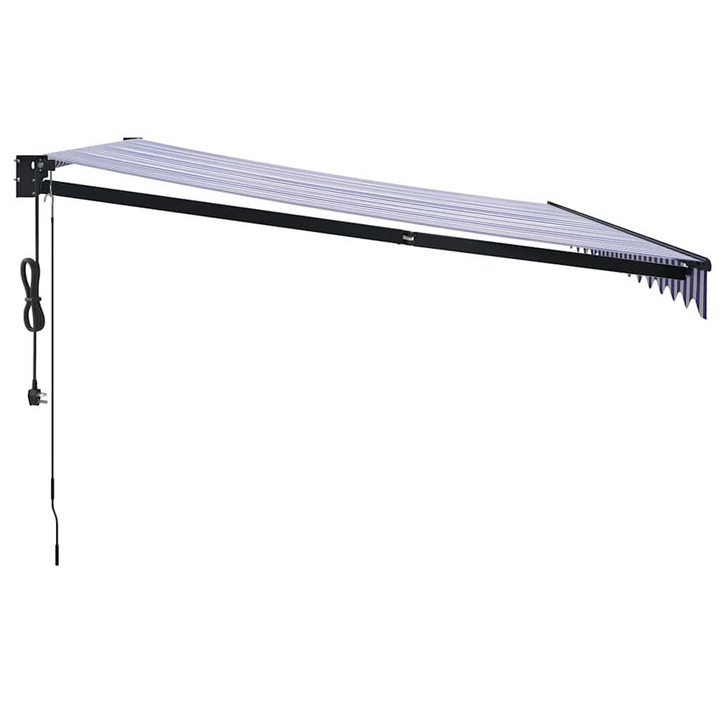 Tenda retrattile Blu e Bianco con Struttura Antracite 4 × 3 m
