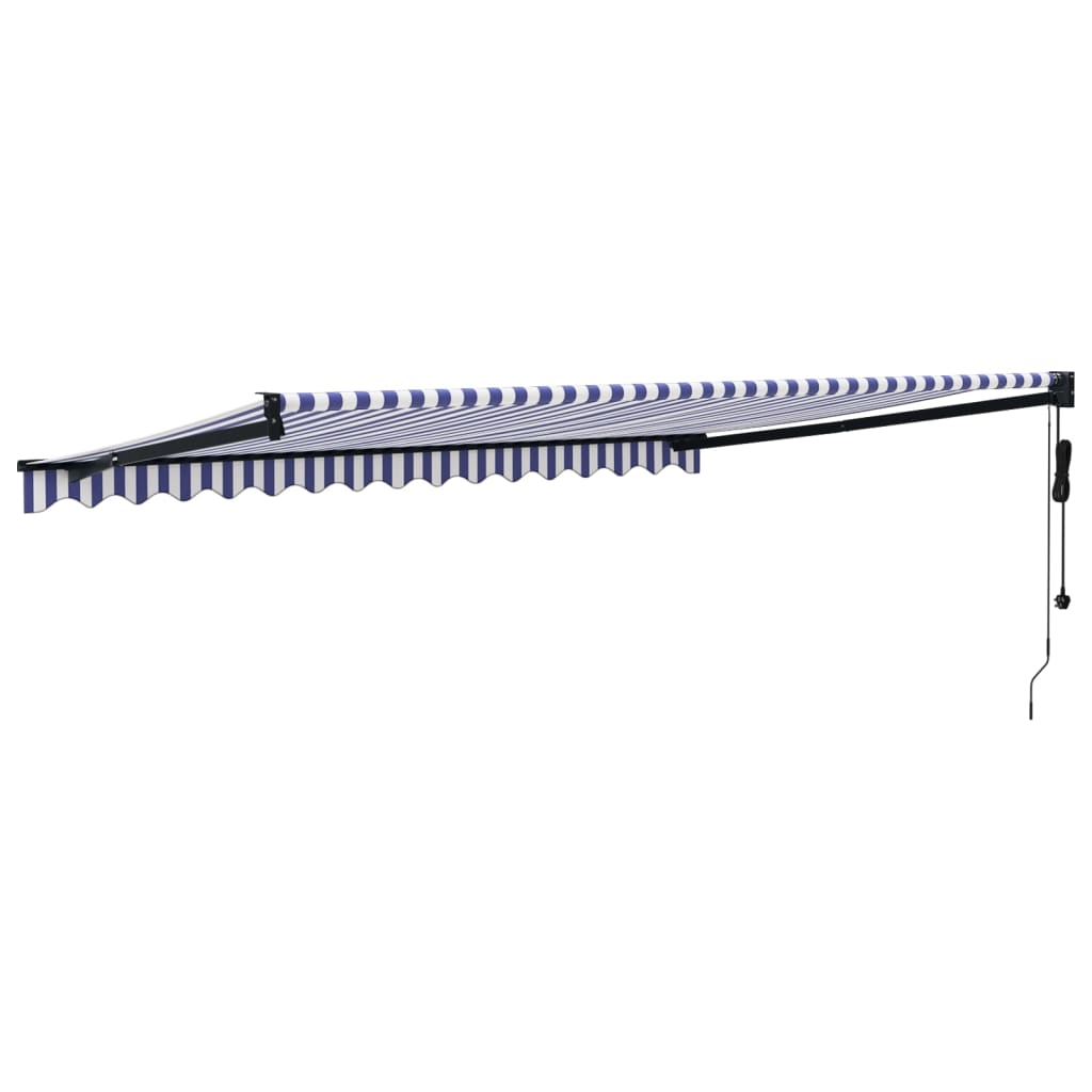 Tenda retrattile Blu e Bianco con Struttura Antracite 4,5 × 3 m