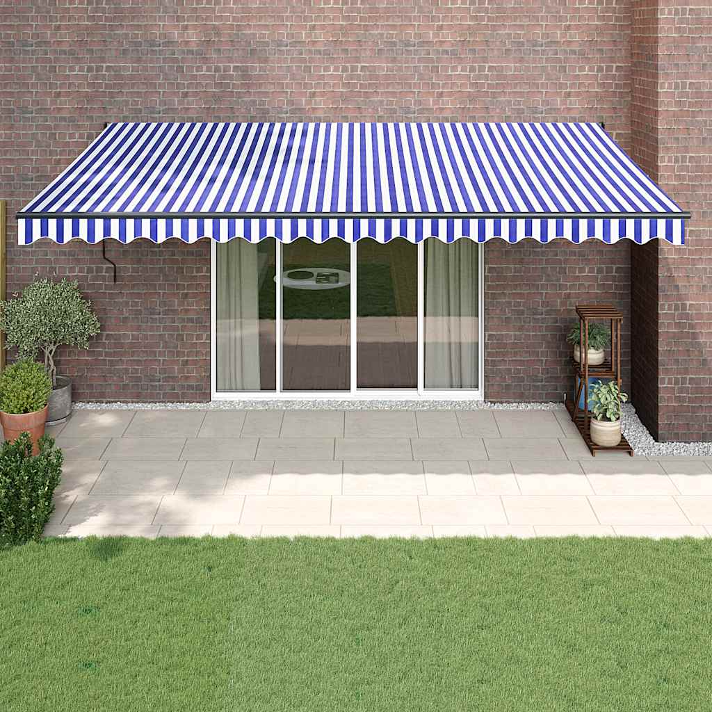Tenda retrattile Blu e Bianco con Struttura Antracite 5 x 3 m