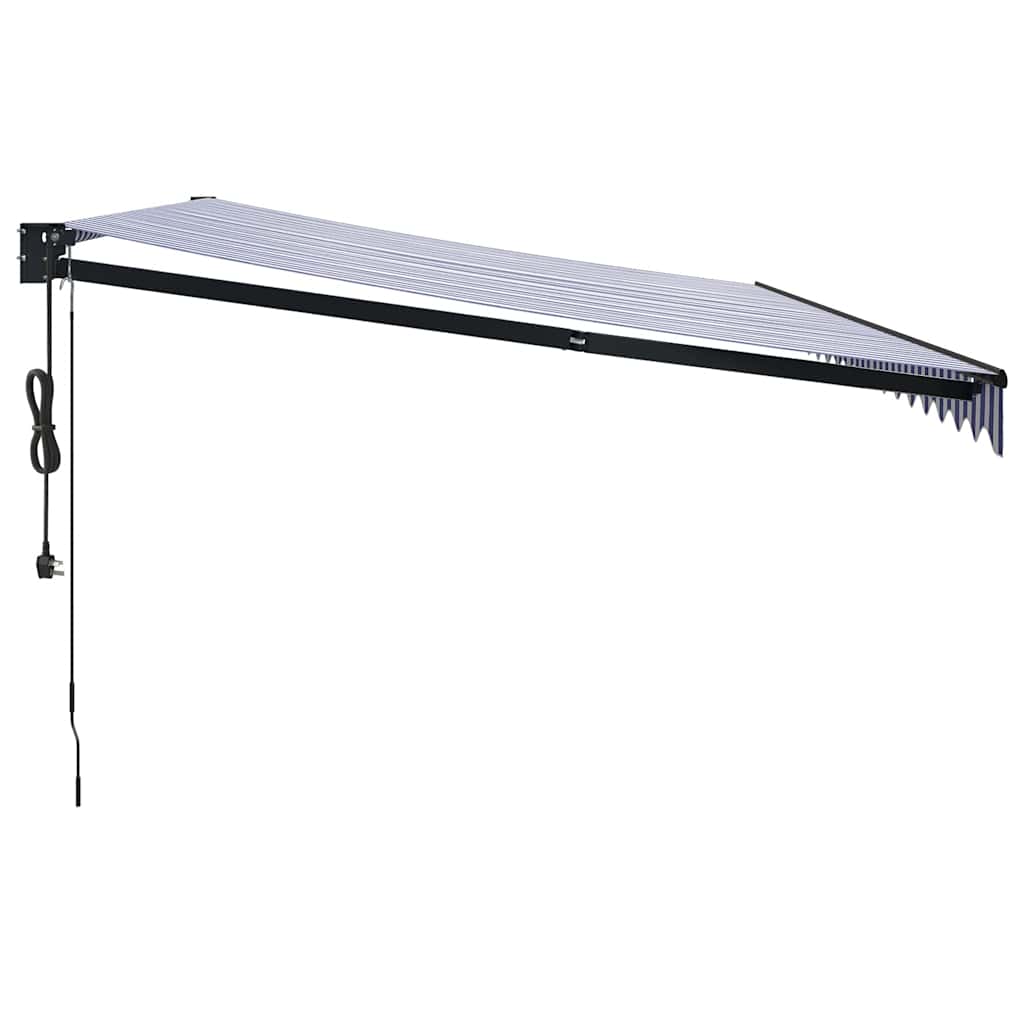 Tenda retrattile Blu e Bianco con Struttura Antracite 5 x 3 m