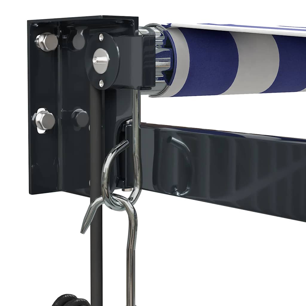 Tenda retrattile Blu e Bianco con Struttura Antracite 5 x 3 m