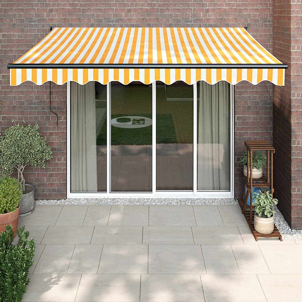 Tenda retrattile Giallo e Bianco con Struttura Antracite