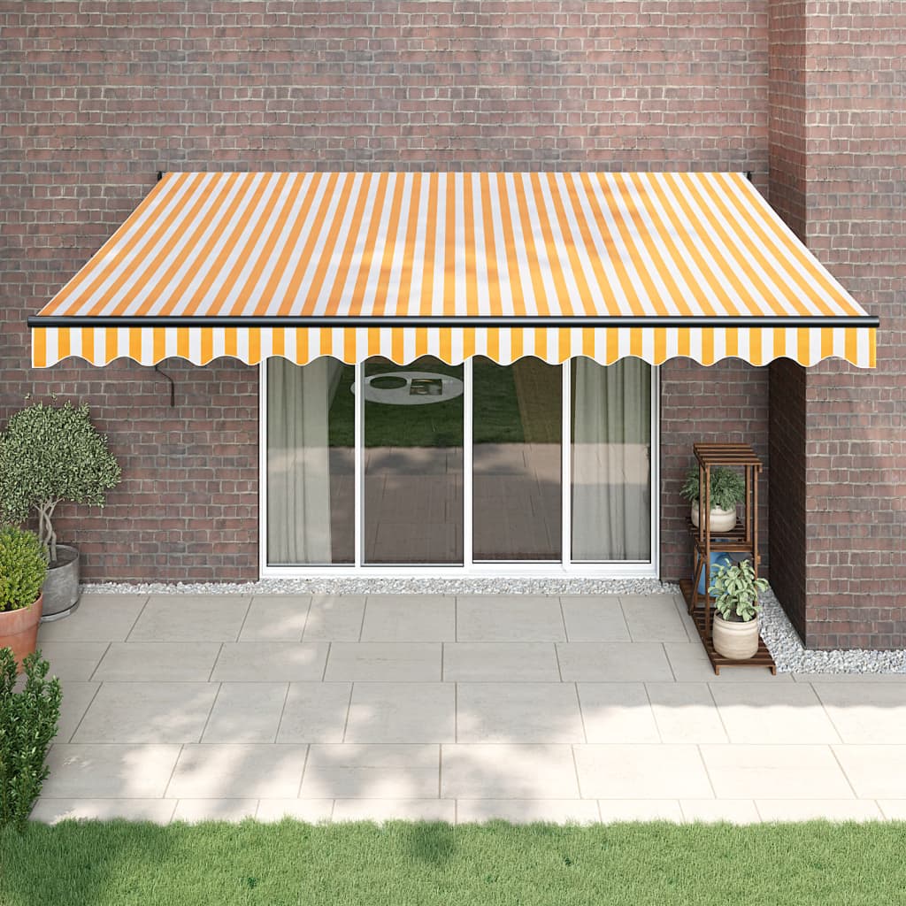 Tenda retrattile Giallo e Bianco con Struttura Antracite