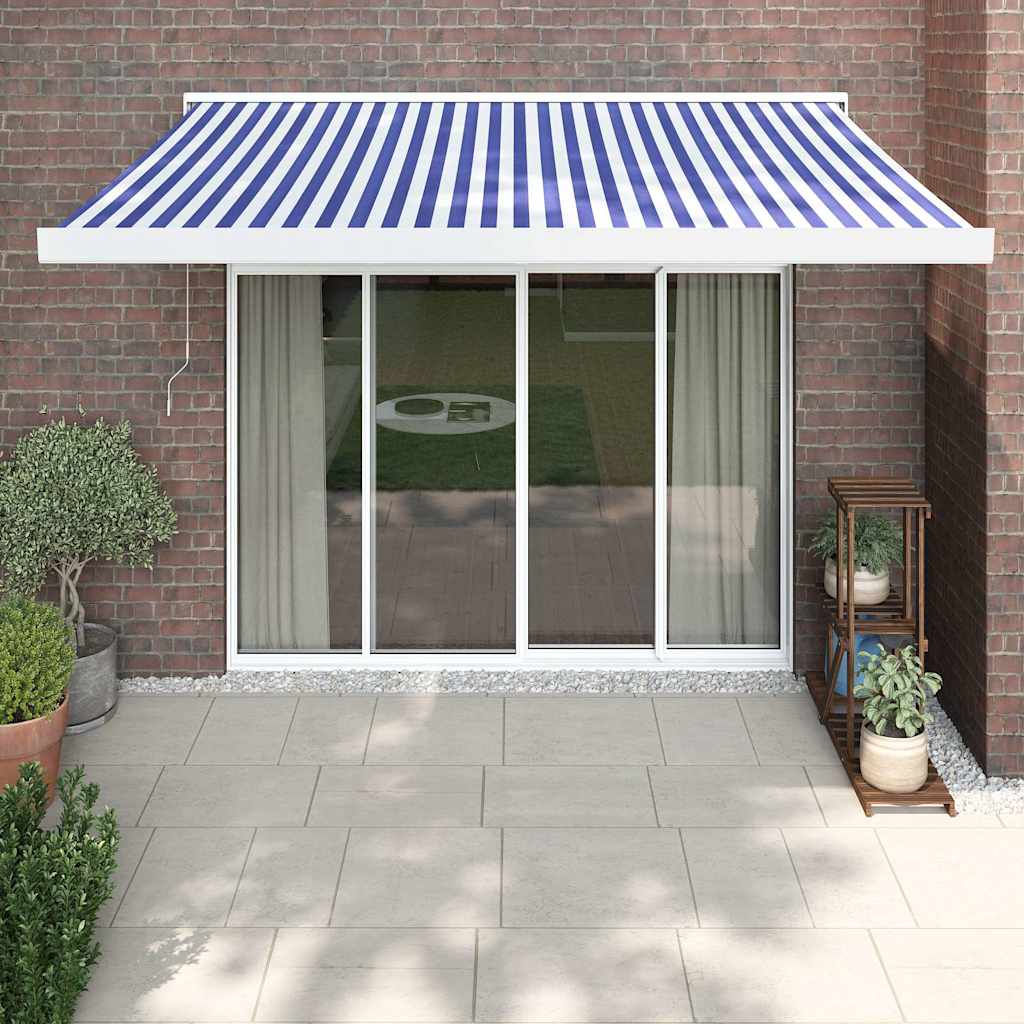 Tenda retrattile Blu e Bianco con Struttura Bianca 3 x 2,5 m