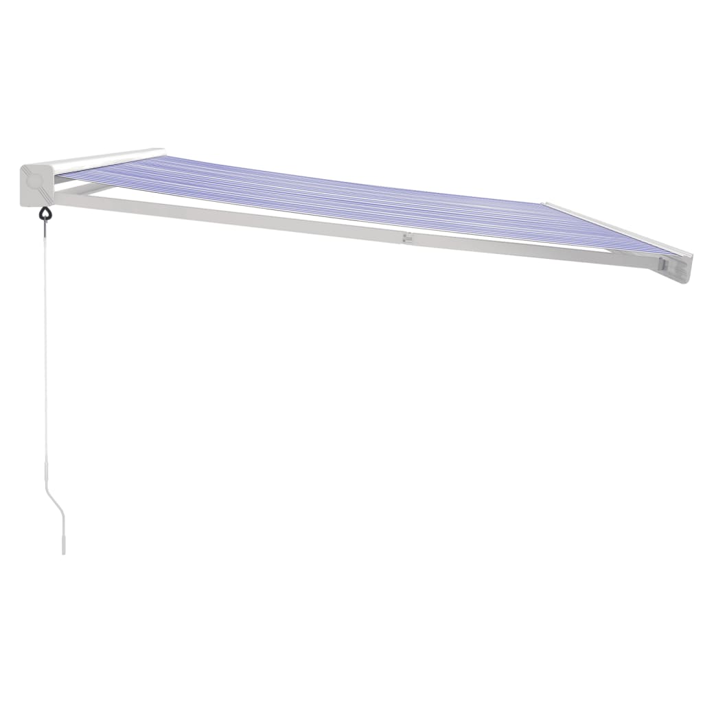 Tenda retrattile Blu e Bianco con Struttura Bianca 4,5 × 3 m