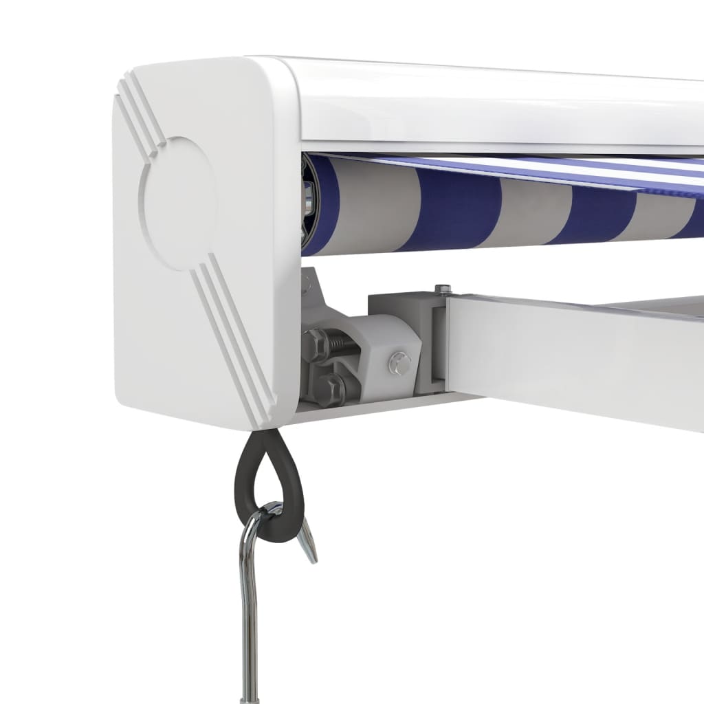 Tenda retrattile Blu e Bianco con Struttura Bianca 4,5 × 3 m