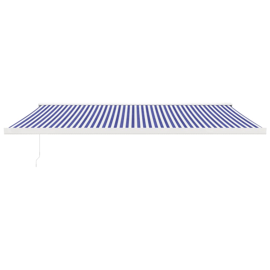 Tenda da Sole Retrattile Blu e Bianca 5x3 m Tessuto e Alluminio