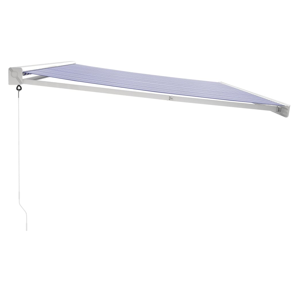 Tenda da Sole Retrattile Blu e Bianca 5x3 m Tessuto e Alluminio