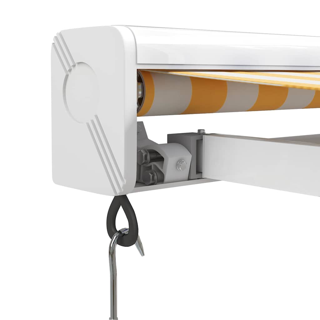Tenda retrattile Giallo e Bianco con Struttura Bianca