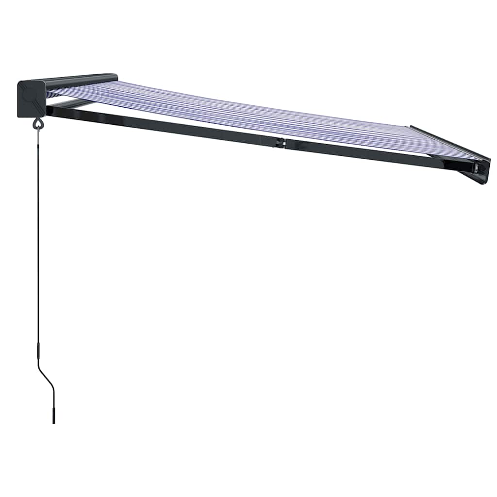 Tenda retrattile Blu e Bianco con Struttura Antracite 4 × 3 m