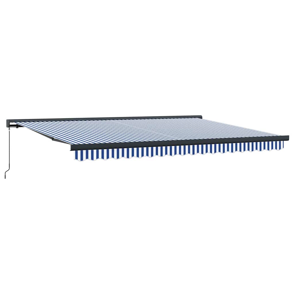 Tenda retrattile Blu e Bianco con Struttura Antracite 4,5 × 3 m