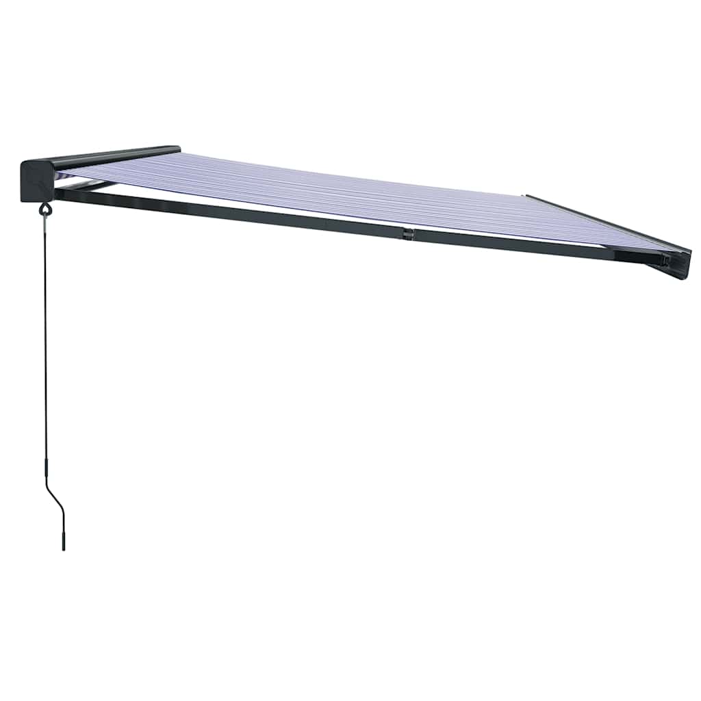 Tenda retrattile Blu e Bianco con Struttura Antracite 4,5 × 3 m