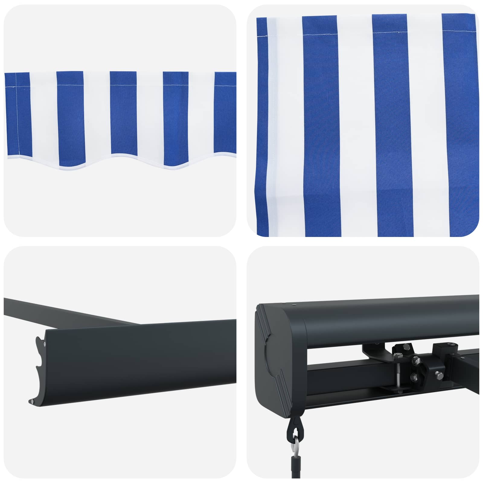 Tenda retrattile Blu e Bianco con Struttura Antracite 5 x 3 m