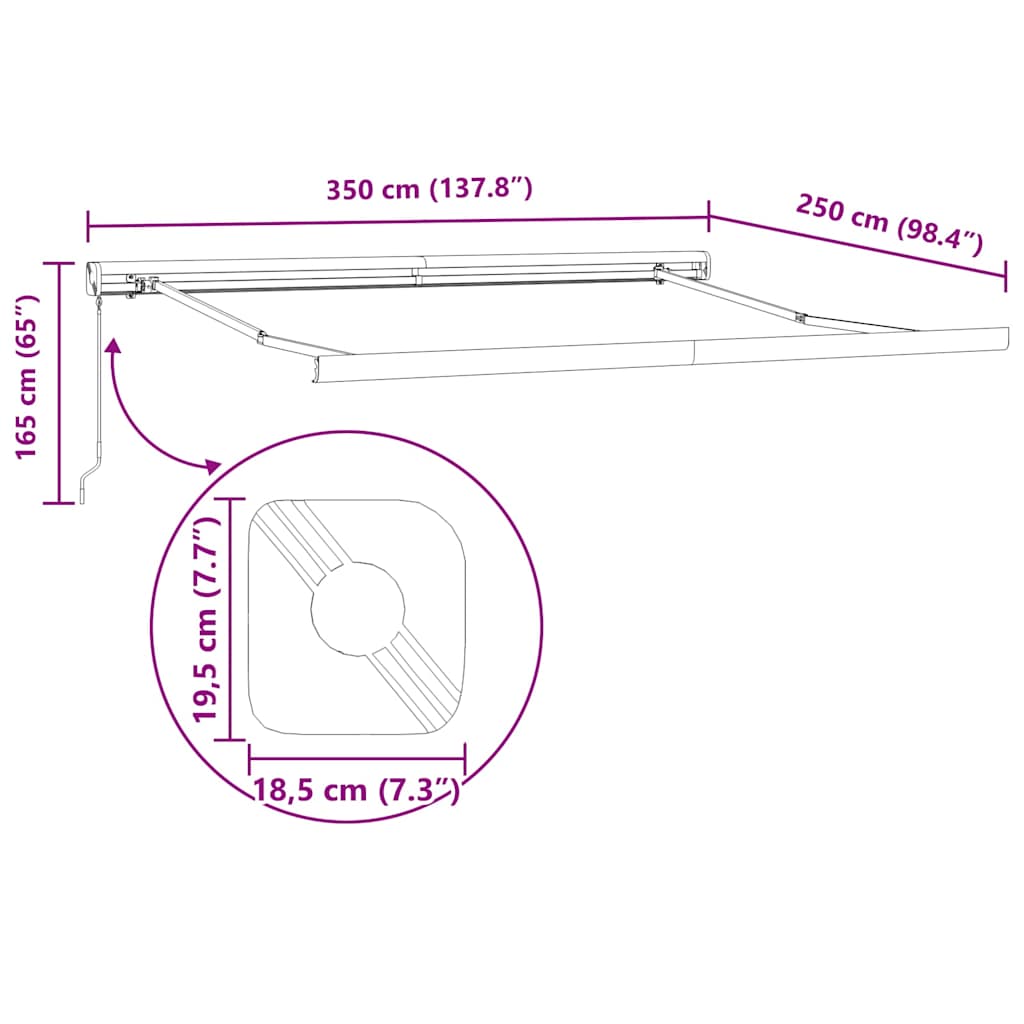 Tenda retrattile Giallo e Bianco con Struttura Antracite