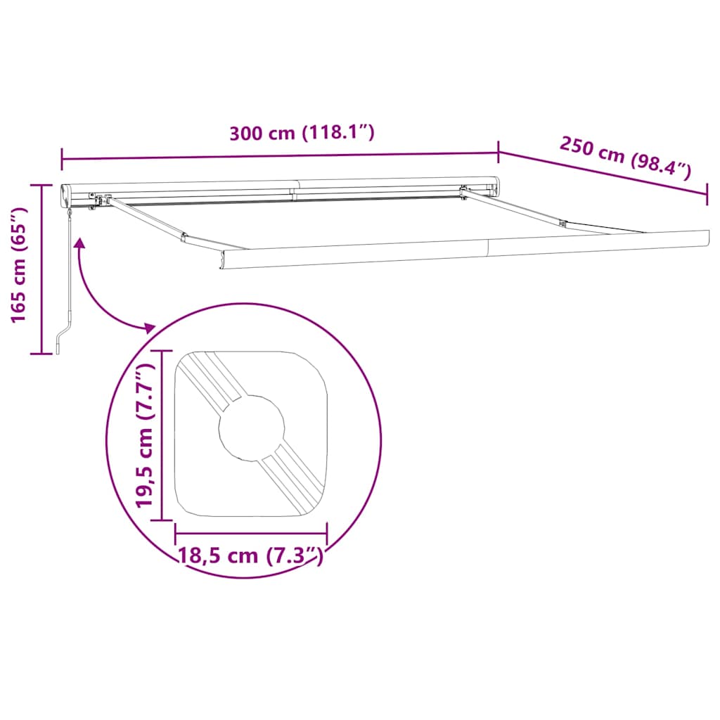 Tenda retrattile Arancione e Marrone con Struttura Antracite