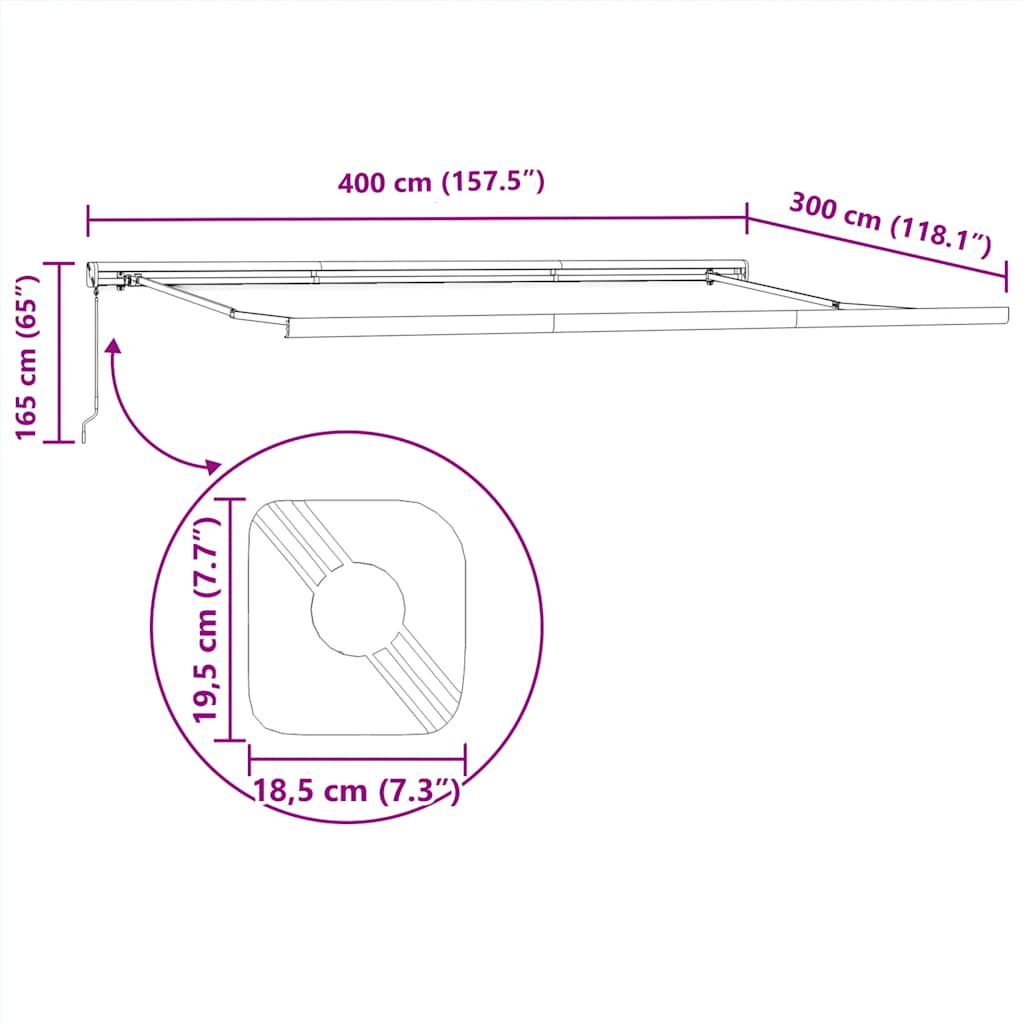 Tenda Sole Retrattile Arancione Marrone 4x3m Tessuto Alluminio