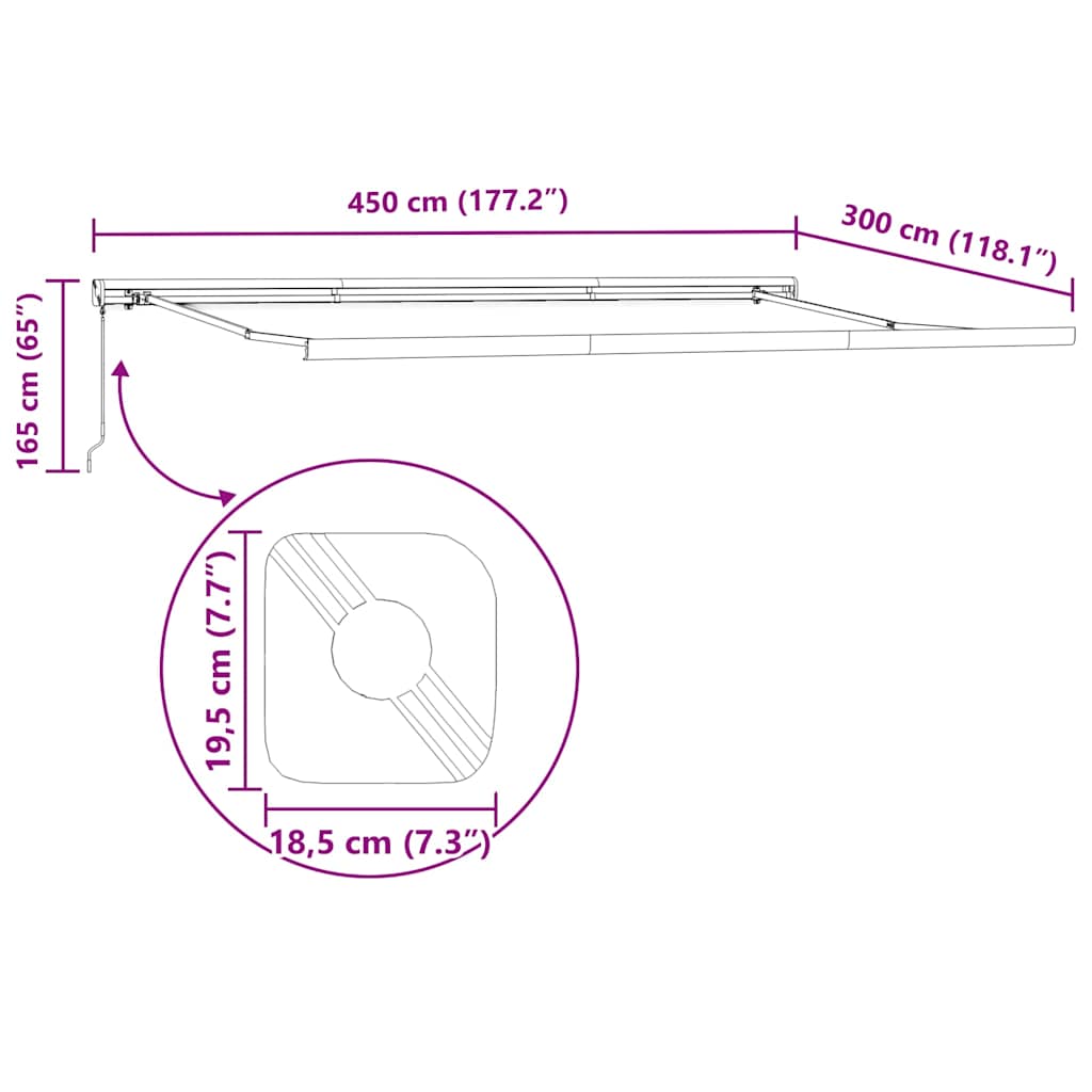 Tenda retrattile Arancione e Marrone con Struttura Antracite