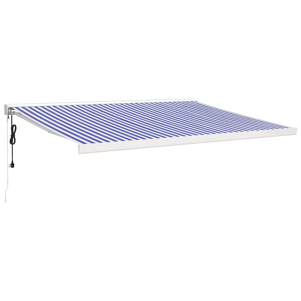 Tenda retrattile Blu e Bianco 450 × 300 cm Tessuto e Metallo