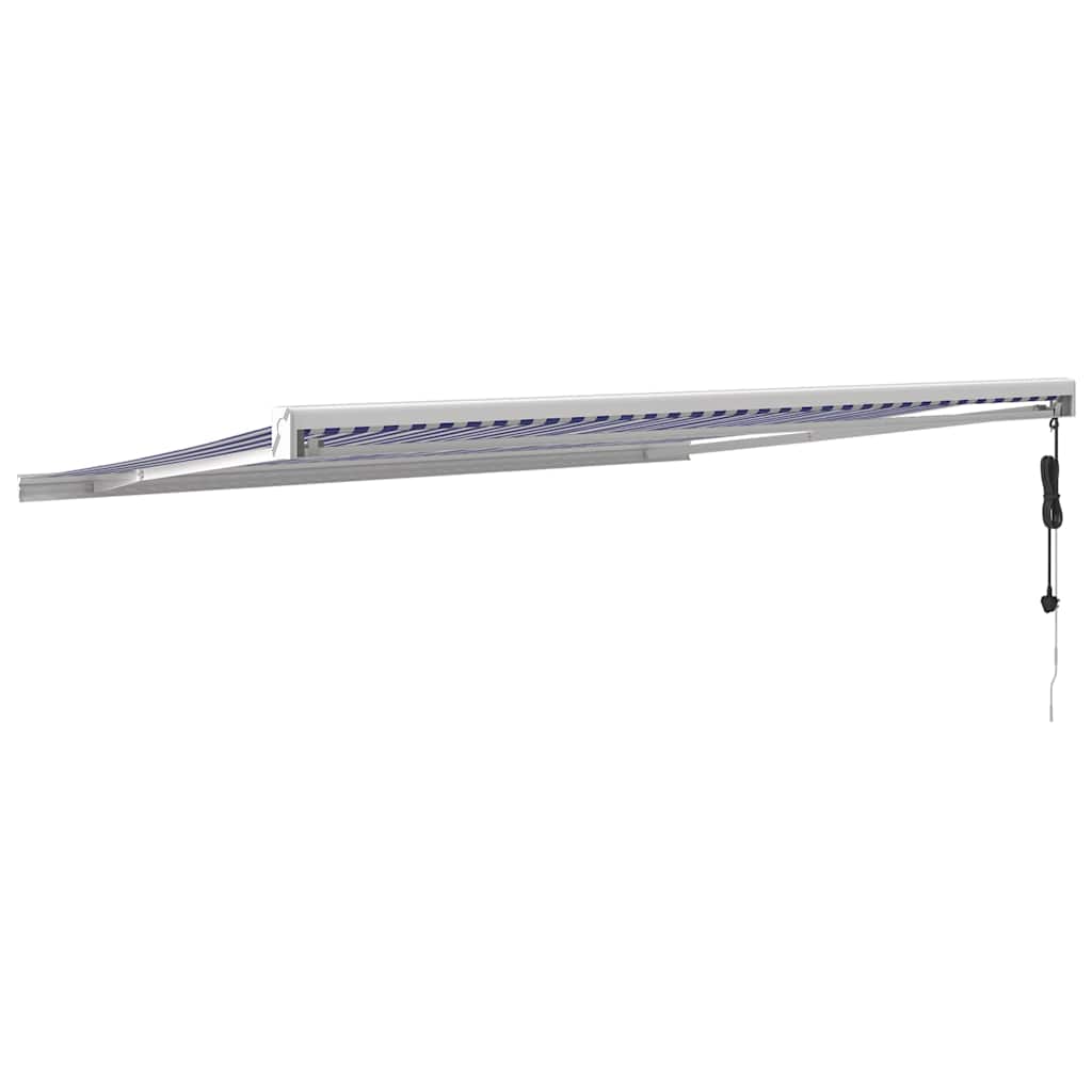 Tenda retrattile Blu e Bianco 450 × 300 cm Tessuto e Metallo