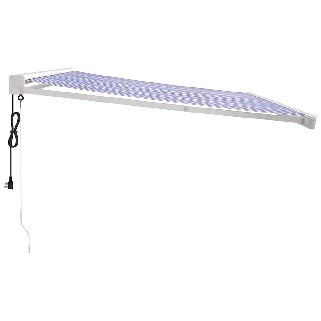 Tenda retrattile Blu e Bianco 450 × 300 cm Tessuto e Metallo