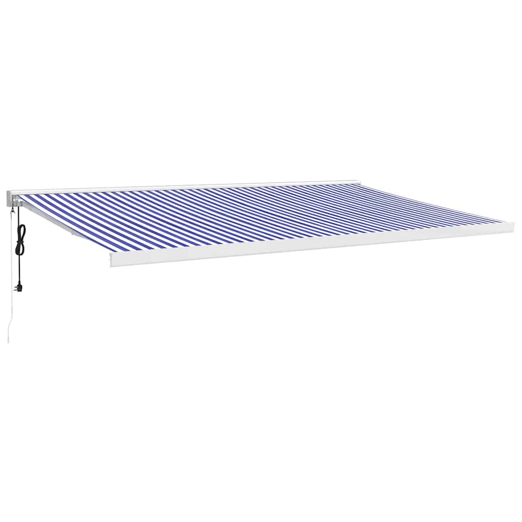 Tenda retrattile Blu e Bianco 500 × 300 cm Tessuto e Metallo