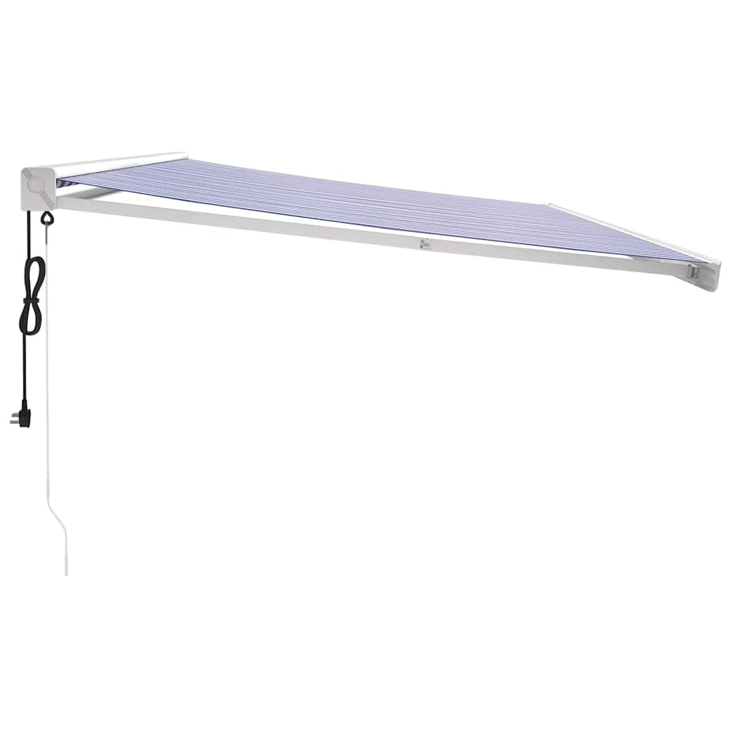 Tenda retrattile Blu e Bianco 500 × 300 cm Tessuto e Metallo
