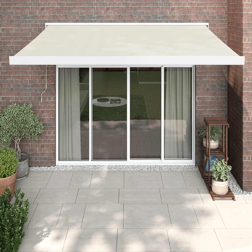 Tenda retrattile Crema 350 x 250 cm Tessuto e Metallo