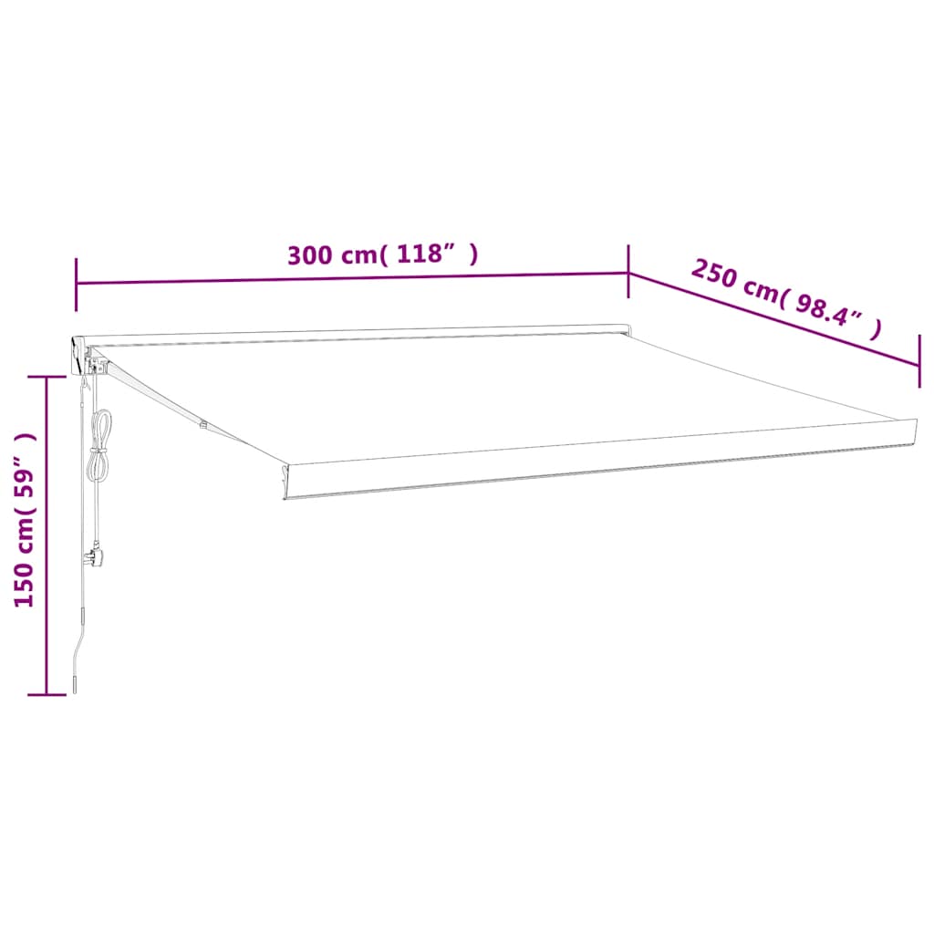 Tenda retrattile Giallo e Bianco 300 x 250 cm Tessuto e Metallo