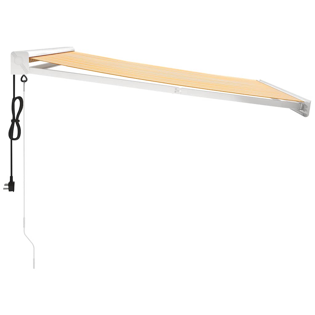 Tenda retrattile Giallo e Bianco 300 x 250 cm Tessuto e Metallo
