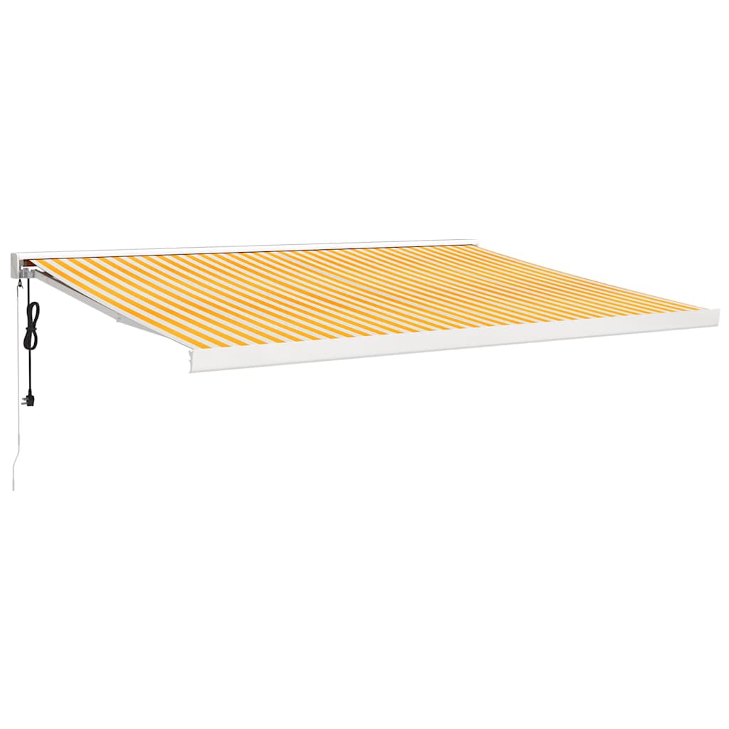 Tenda retrattile Giallo e Bianco 400 × 300 cm Tessuto e Metallo
